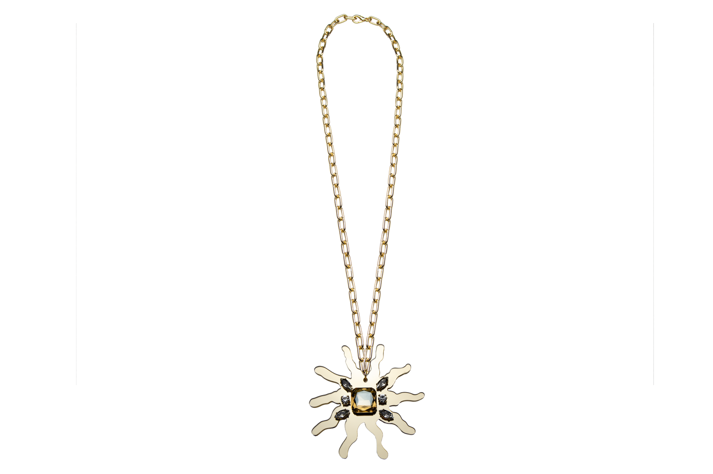 Collana Lunga Con Ciondolo Sole con Cristalli