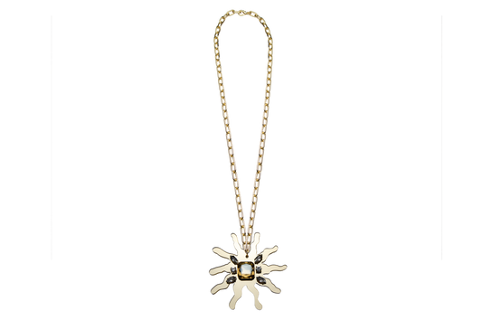 Collana Lunga Con Ciondolo Sole con Cristalli
