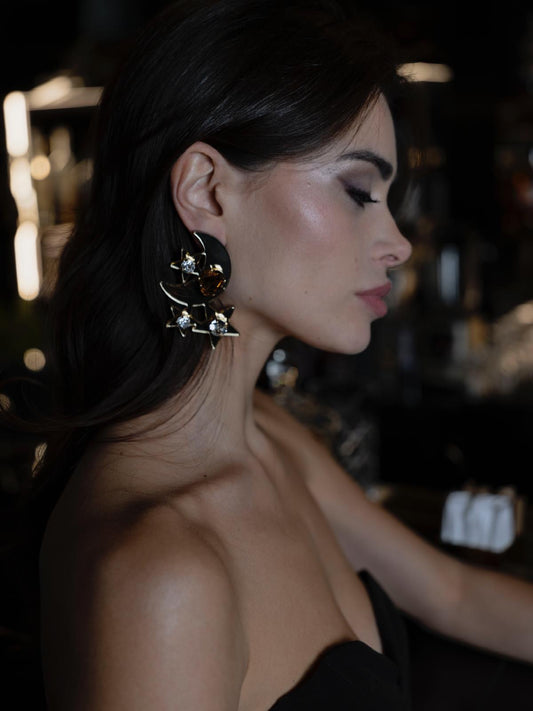 Orecchini Luna Stelle con Cristalli