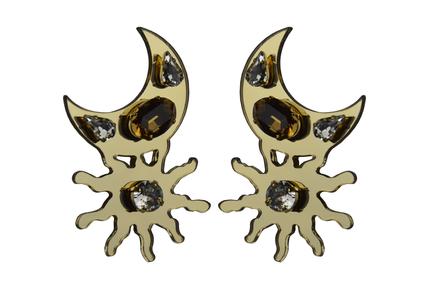 Orecchini con Cristalli motivo Sole Luna