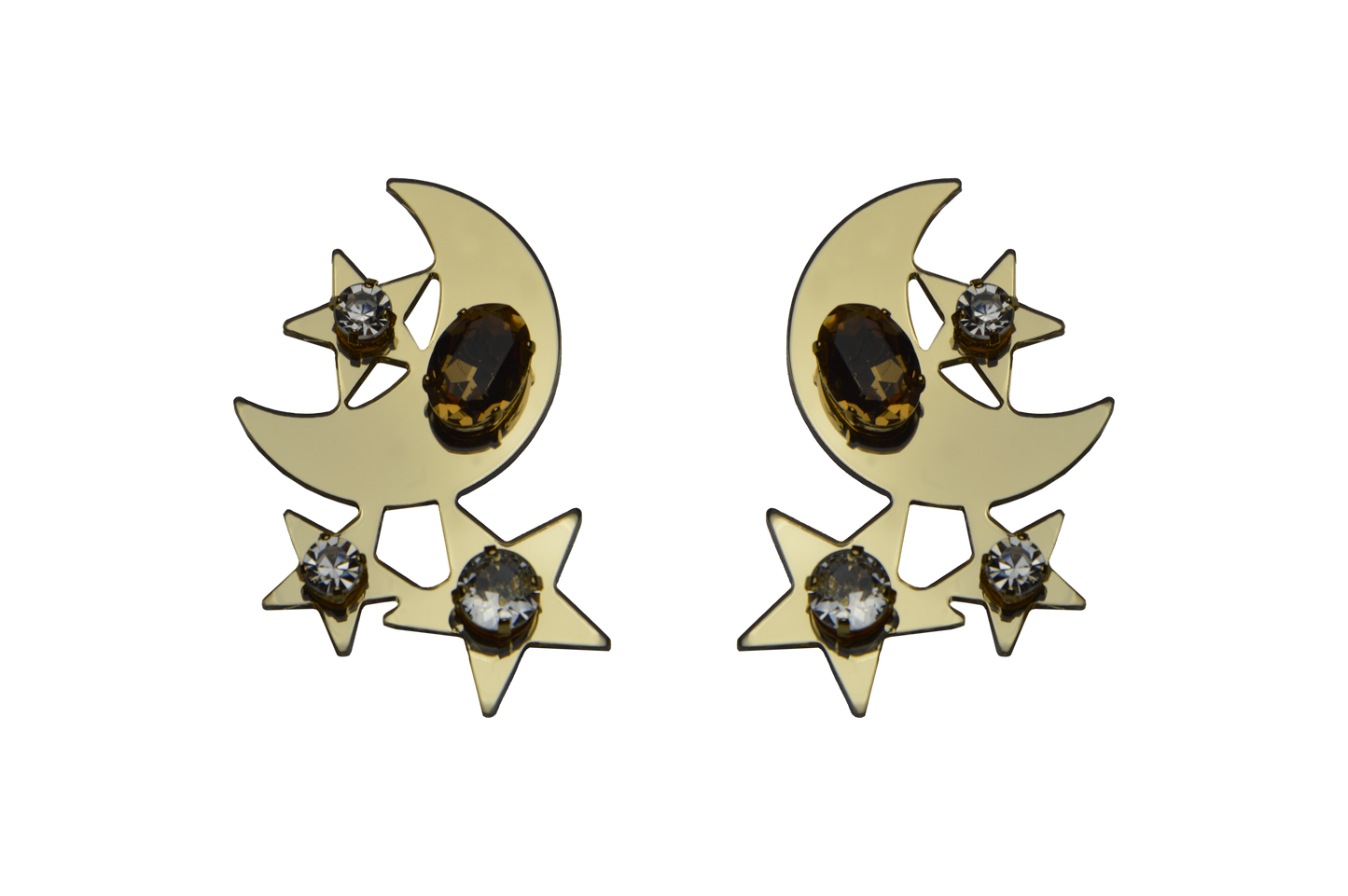 Orecchini Luna Stelle con Cristalli