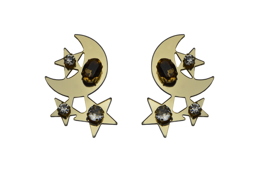 Orecchini Luna Stelle con Cristalli